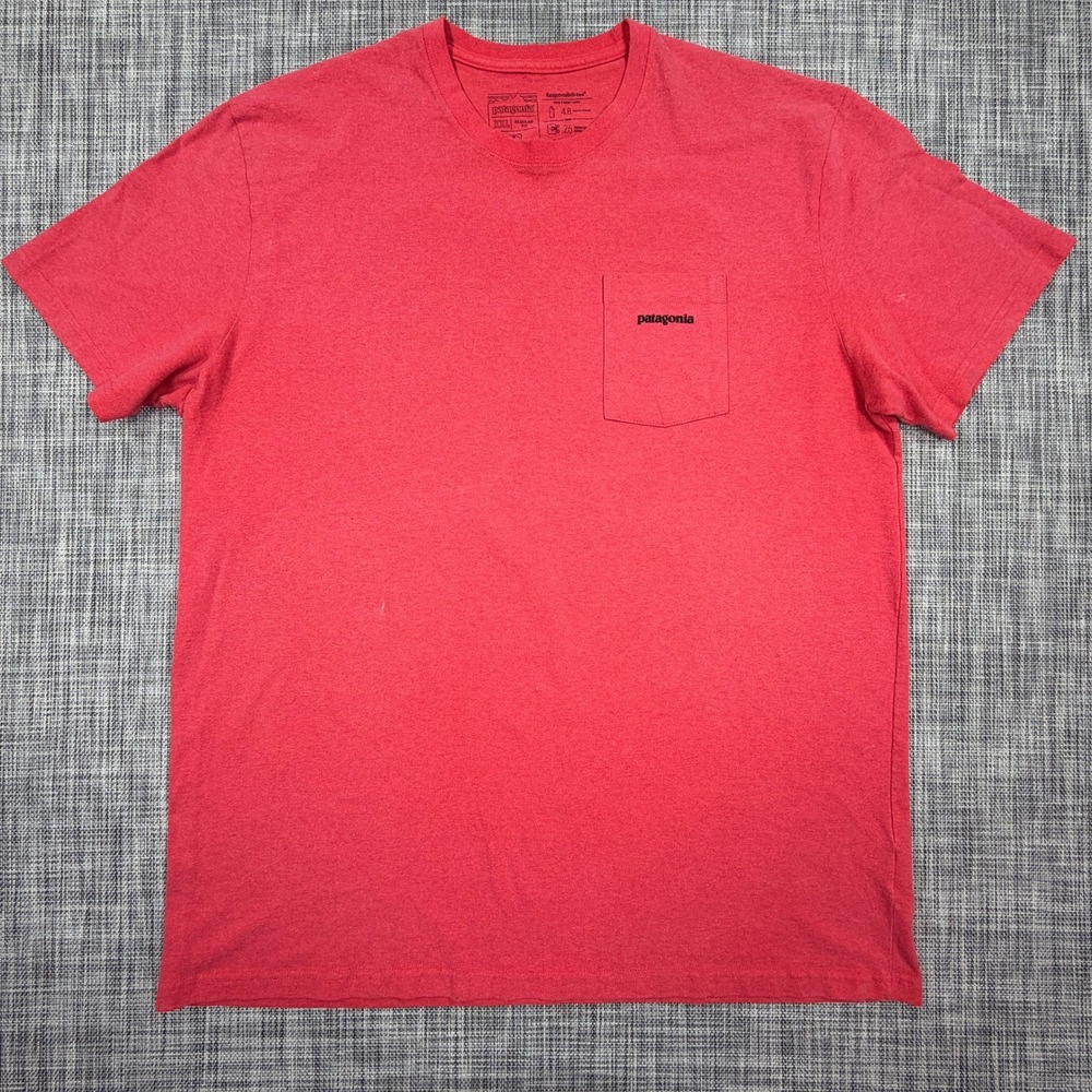 Patagonia Mens T Shirt XXL Red P-6 Logo Pocket Responsibili Tee Short Sleeve